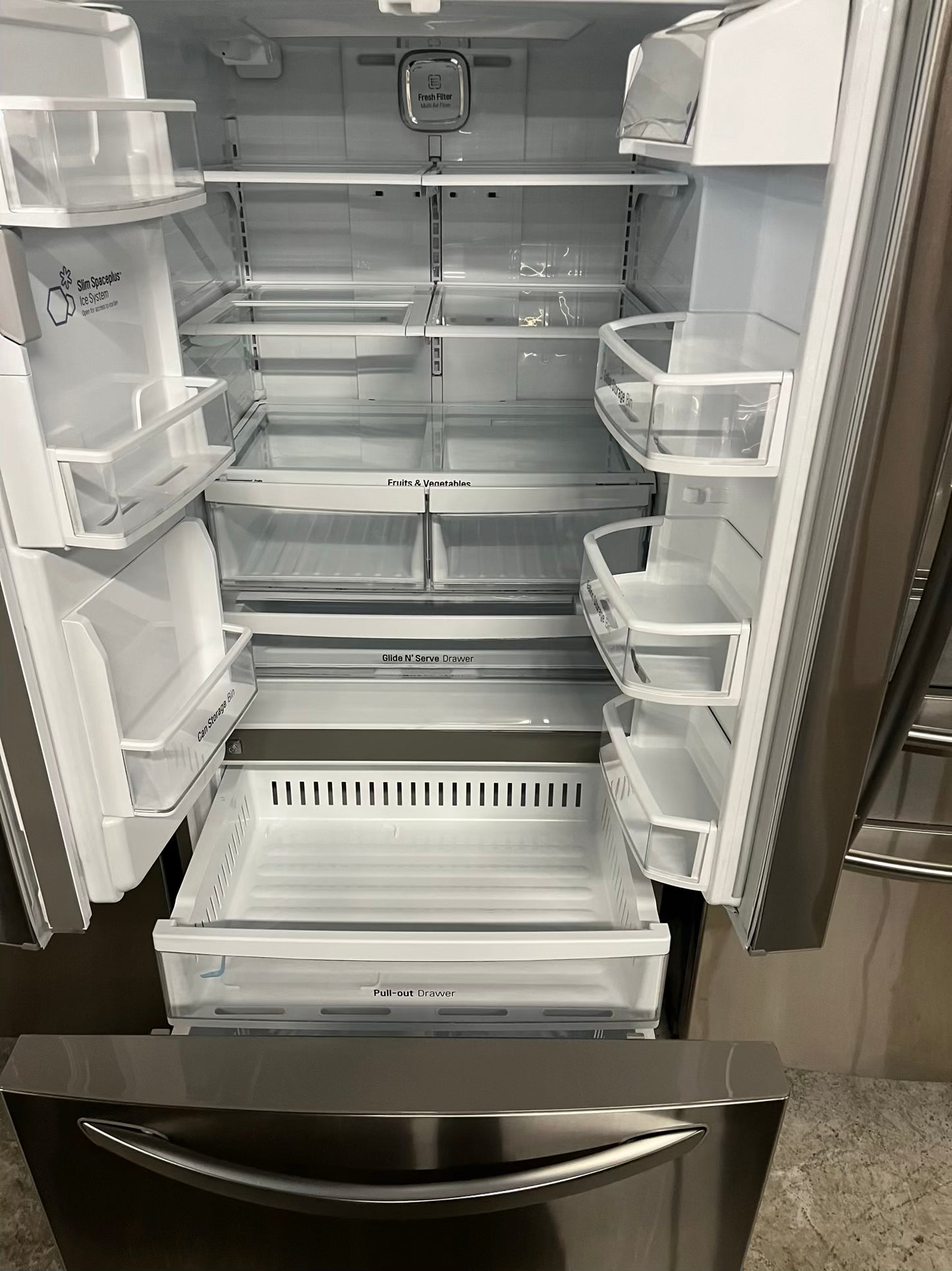Used Refurbished LG French door refrigerator stainless steel w/ice water dispenser 33" #RF836LB-TR