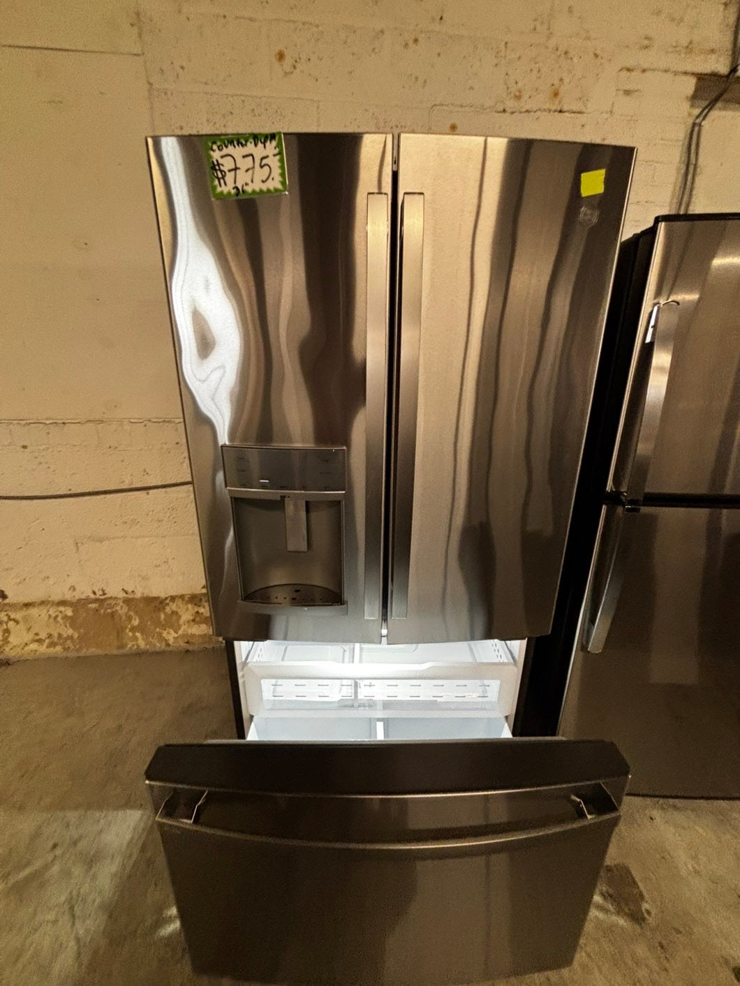 Used | Refurbished 22cu.ft -GE counter depth french door refrigerator stainless steel w/ice water dispenser 36" #RF6311b