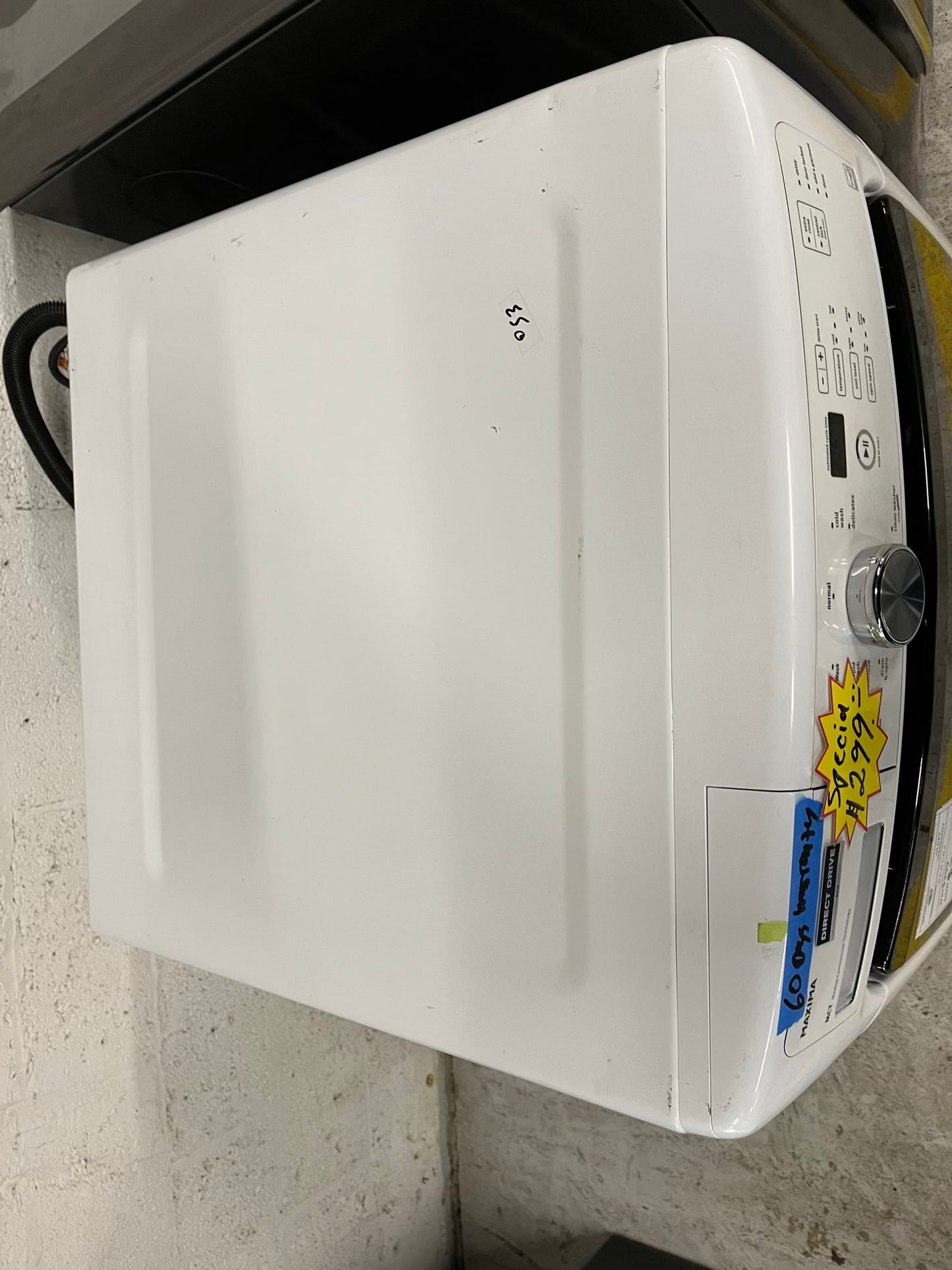 Maytag Maxima front load washing machine large capacity stainless steel drum stackable 27" #W407YB