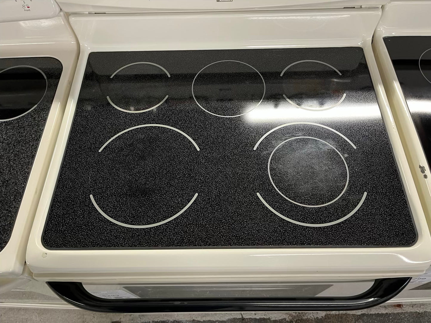 Kenmore electric range 220v 5 burner warm zone bake broil in off white Refurbished 30" #ER182WB