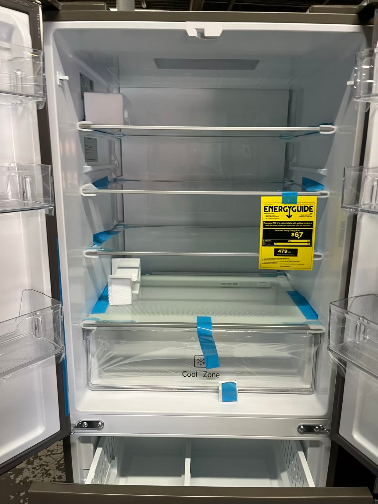 Open Box Haier four door refrigerator stainless steel counter depth 28" no ice maker #RF492KB