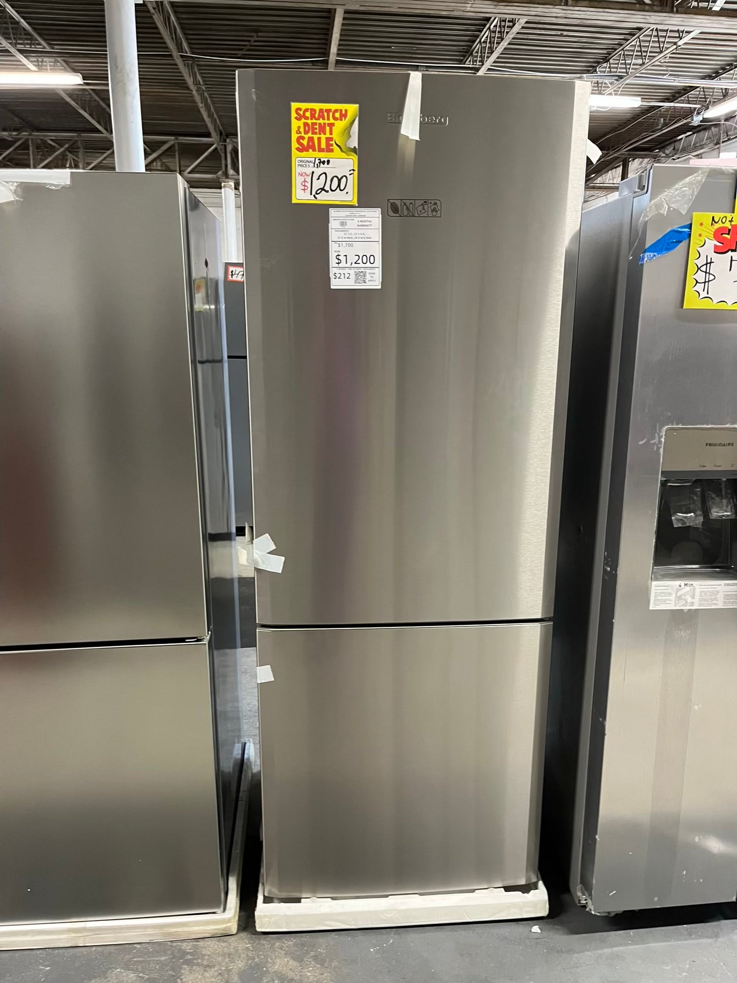 Open Box 📦 Bloomberg Bottom freezer Refrigerator stainless steel w/ice maker Item number #RF645EB 27 1/2” in