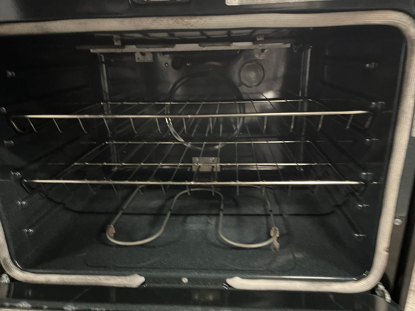 - Whirlpool glass top electric range 220v 5 burner warm zone bake broil steam clean Refurbished double oven stainless steel 30" #ER327HB
