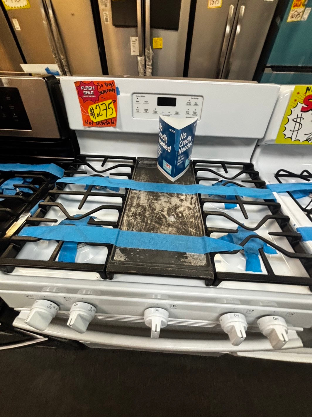 GE Gas range 5 burner bake Temp Recall broil hi/lo in white used-Refurbished 30" #GHRR00L