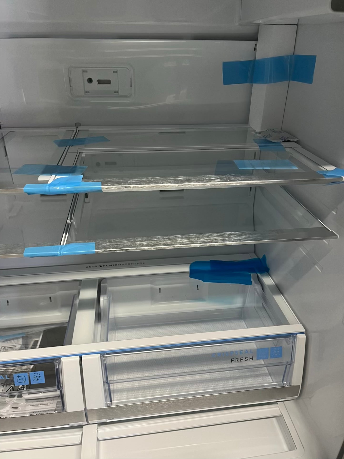- Frigidaire Gallery four door refrigerator counter depth  stainless steel w/ice and water dispenser  used-refurbished 36”  #RF994BPB