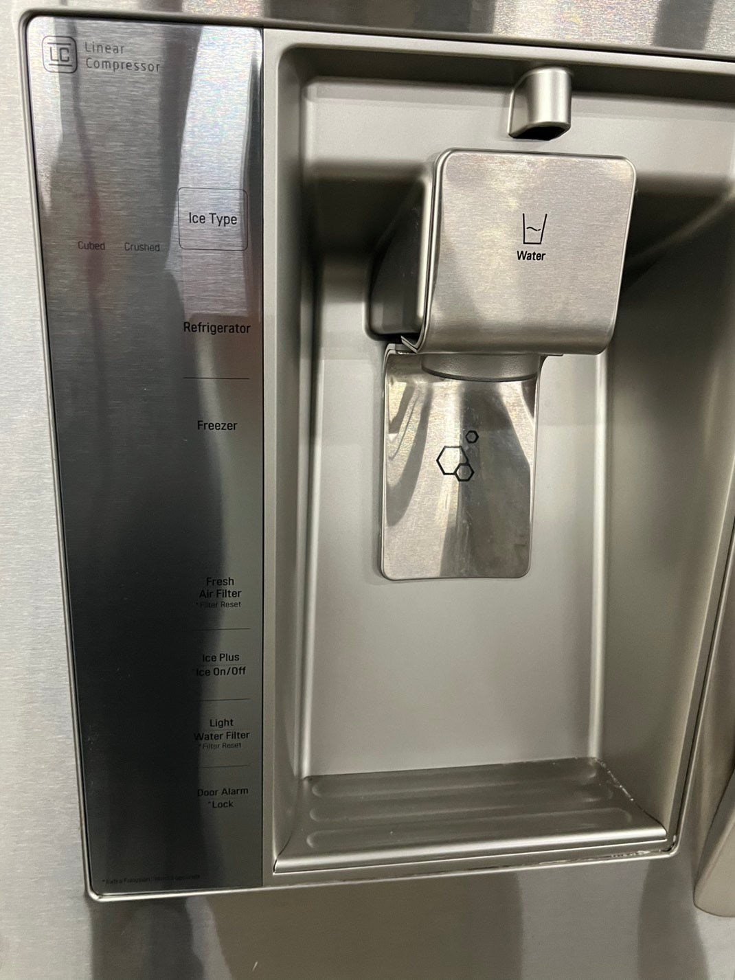 Used | Refurbished LG 36” Counter Depth french door refrigerator stainless steel w/Ice & water dispenser 36" 24 cu.ft # RF24LG0B