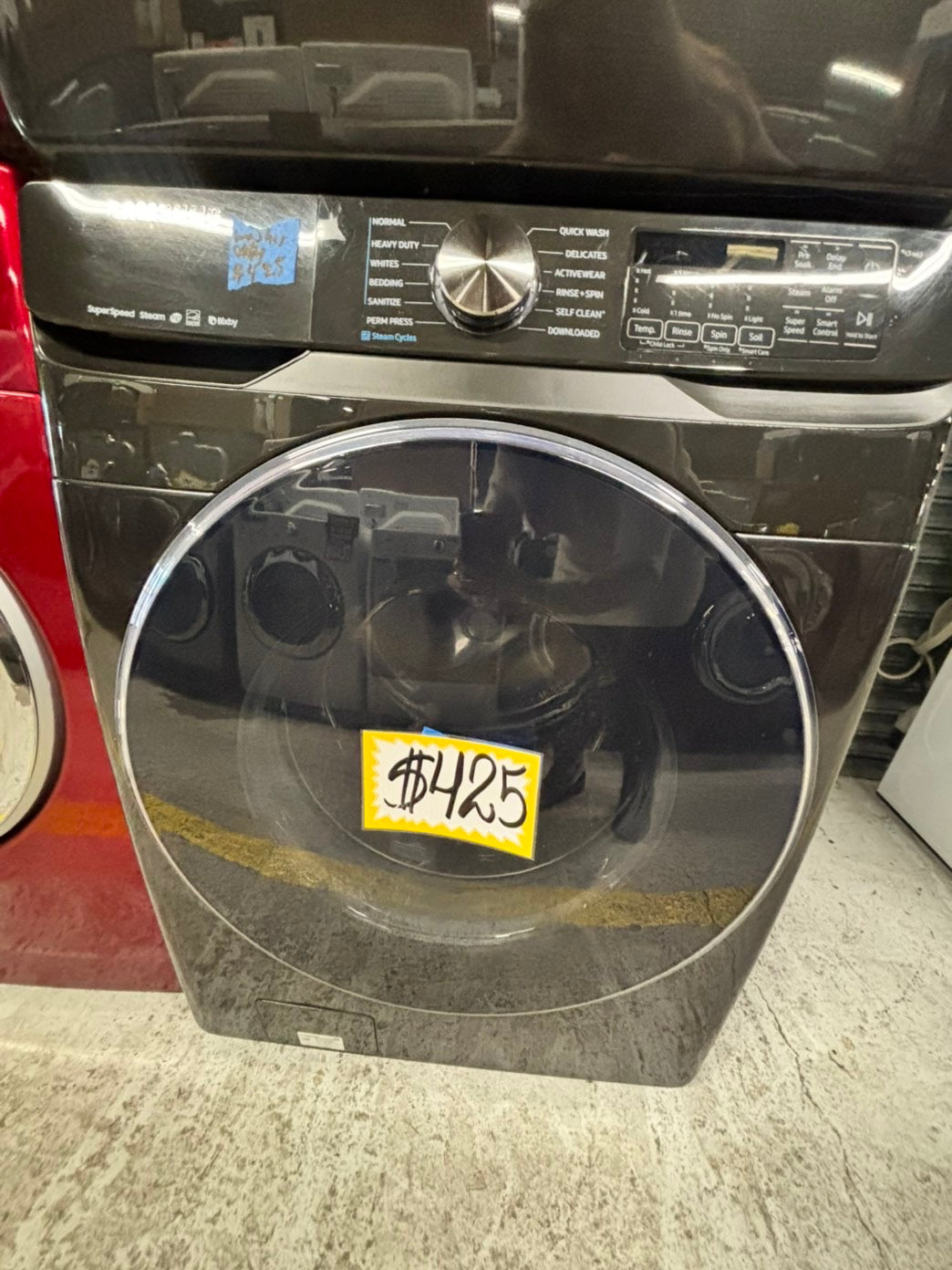 -Samsung dark-gray  27” 4.5cu.ft large capacity front load washing machine steam cycle stackable or side by side  #SS147IB