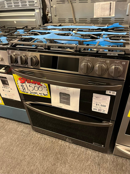 Open Box 📦 LG 6.9 cu. ft. Smart Slide-In Double Oven Gas Range 5 burner slate with ProBake and InstaView, model number LTGL6937F #GR739ZL
