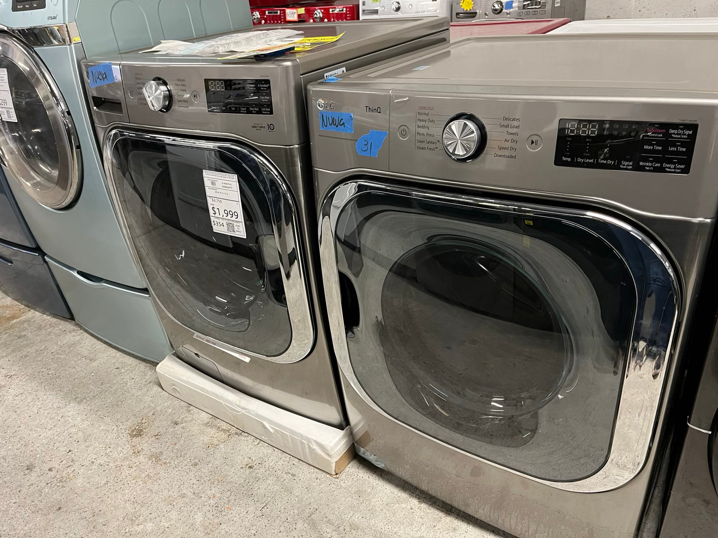 - Open Box 📦 LG Thing washer & Dryer electric 220v Set front load jumbo size stainless steel drum large capacity 29" #WD730GB-TR