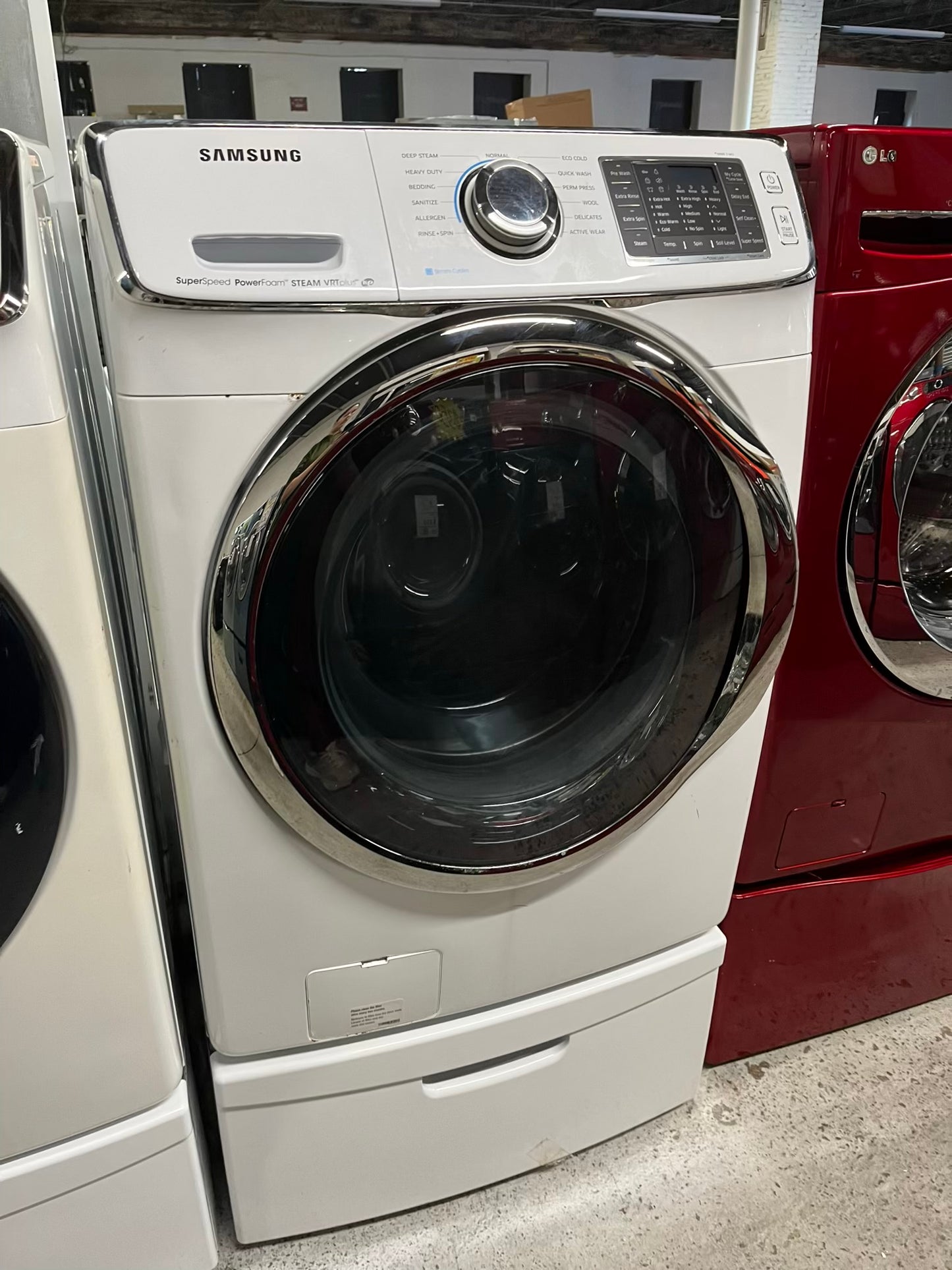-Samsung front load washer & dryer set electric W/pedestal extra storage 27" #WD953CB