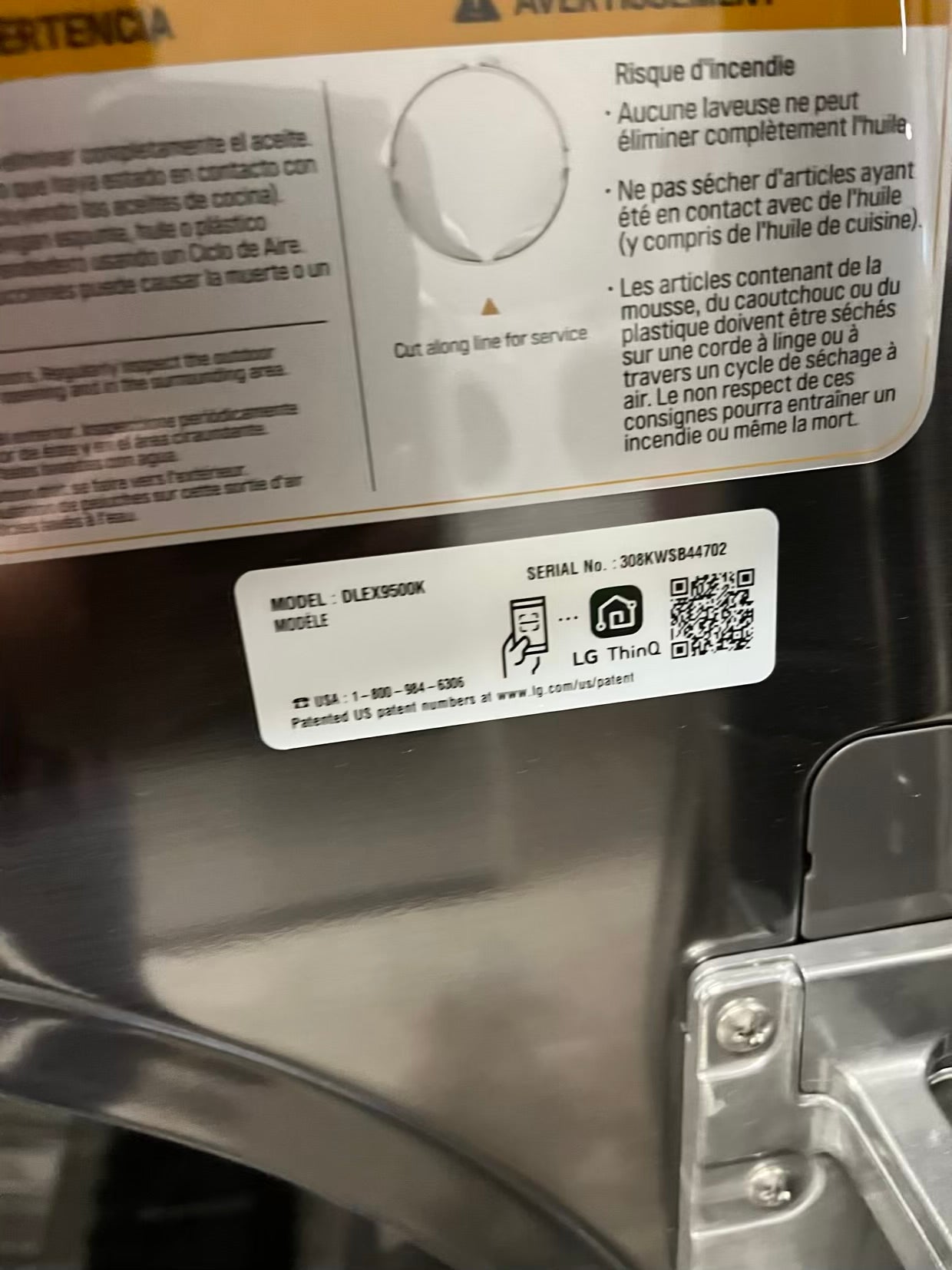 Open Box | Scratch & Dent LG SIGNATURE 9.0 cu. ft. Large Smart Wi-Fi Enabled Electric Dryer w/ TurboSteam™ 29" #RF205VB