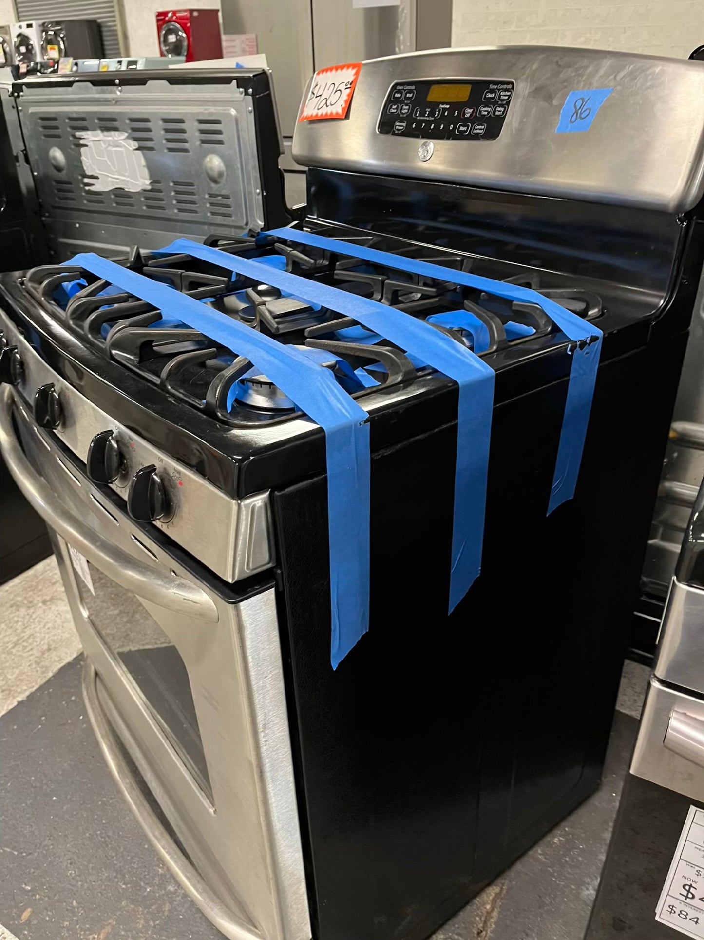 Ge gas range 5 burner stainless steel self clean, warming Drawer bake broil 30" Refurbished #GR389DB