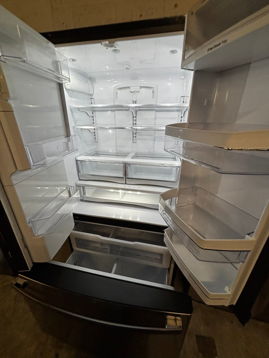 Used | Refurbished 22cu.ft -GE counter depth french door refrigerator stainless steel w/ice water dispenser 36" #RF6311b