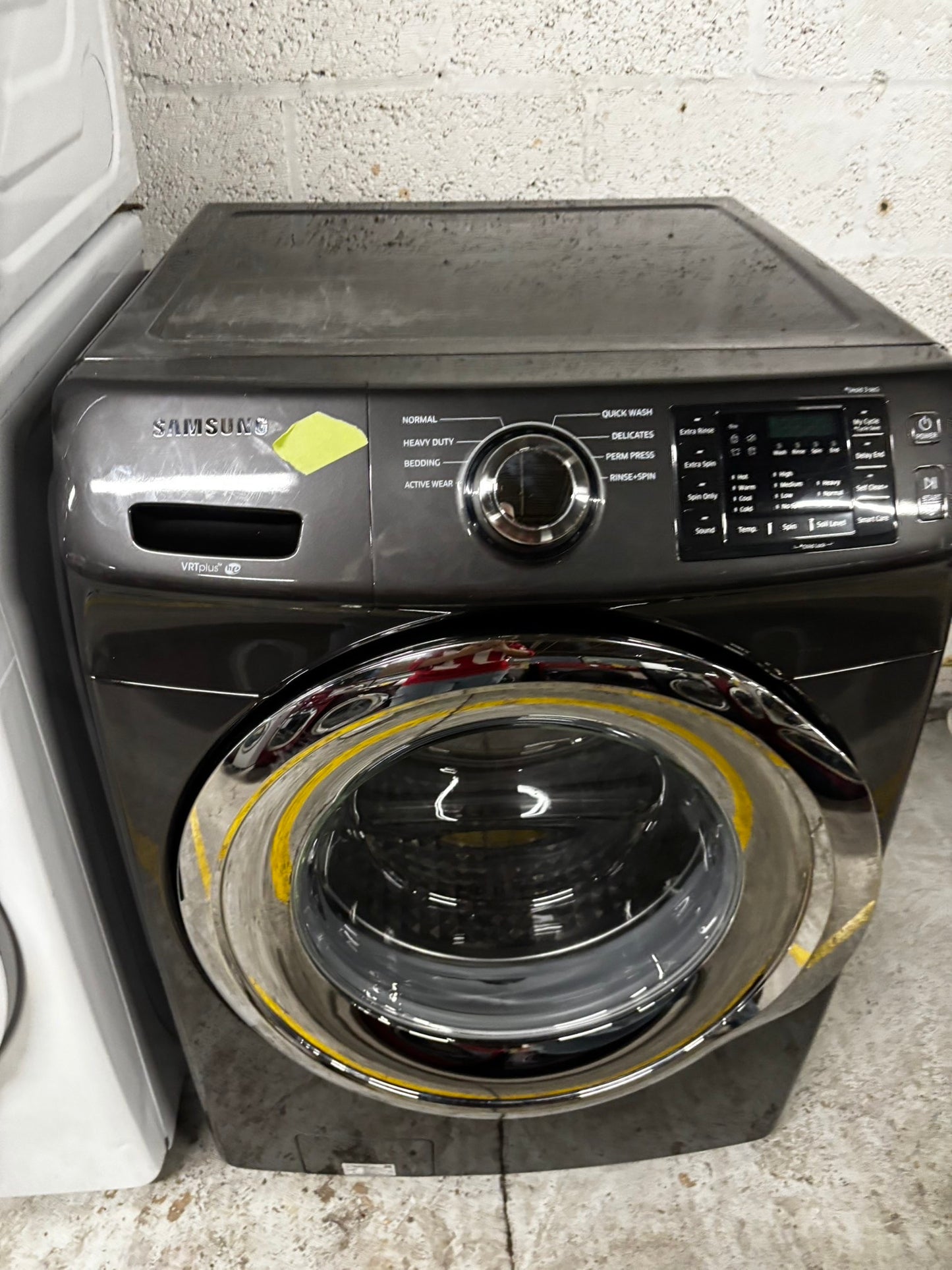 -Samsung steam washer 4.5 cu ft & steam dryer 7.5 cu ft set electric 220v front load stackable or side by side -sensor dry He in dark gray #WDG123JL