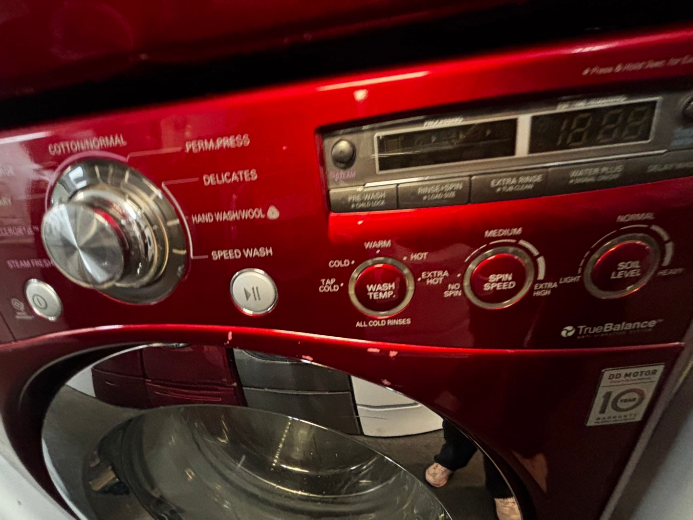 LG front load red washer & dryer set stackable or side by side electric 220v stackable large capacity #LGWDS994HL