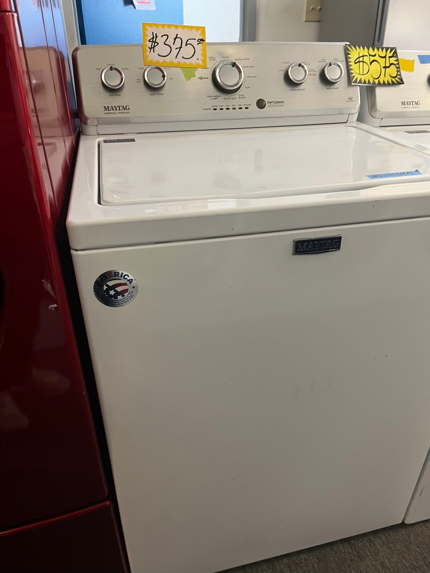 - Maytag Top load washing machine side x side large stainless steel drum w/agitator & electric dryer 220v set 29" Refurbished #W001KB