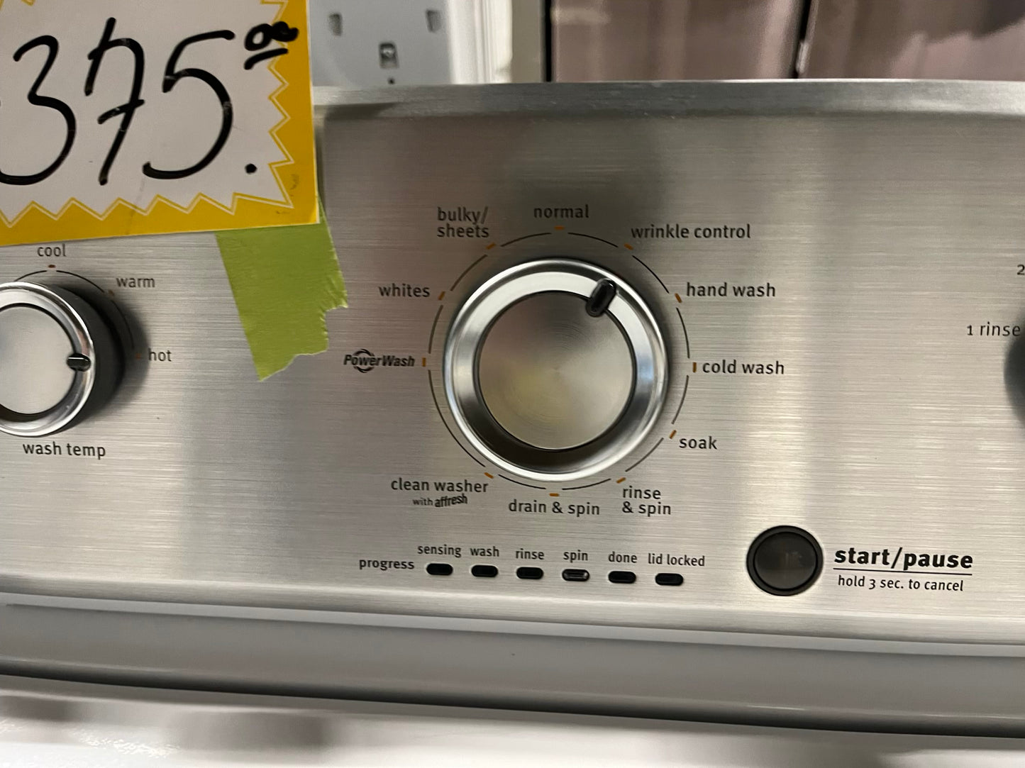 - Maytag Top load washing machine side x side large stainless steel drum capacity w/agitator 27" Refurbished #W001KB-TR