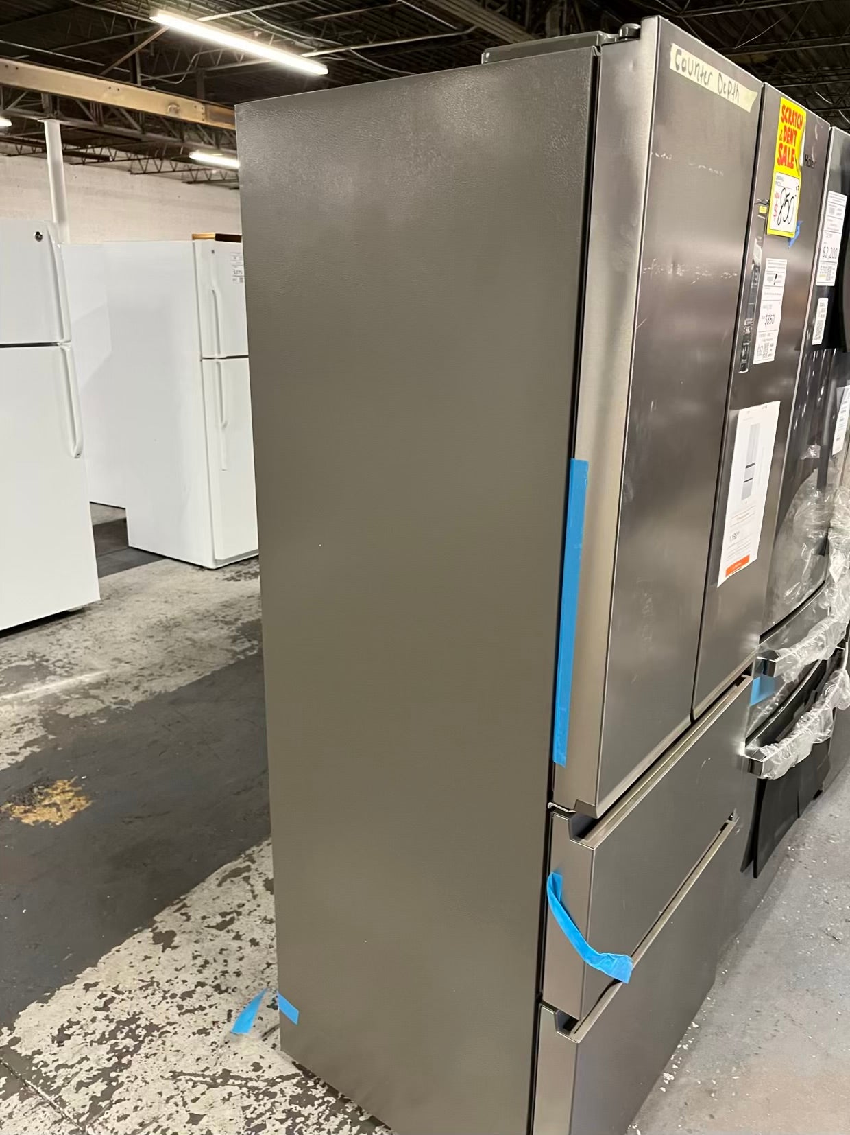 Open Box Haier four door refrigerator stainless steel counter depth 28" no ice maker #RF492KB