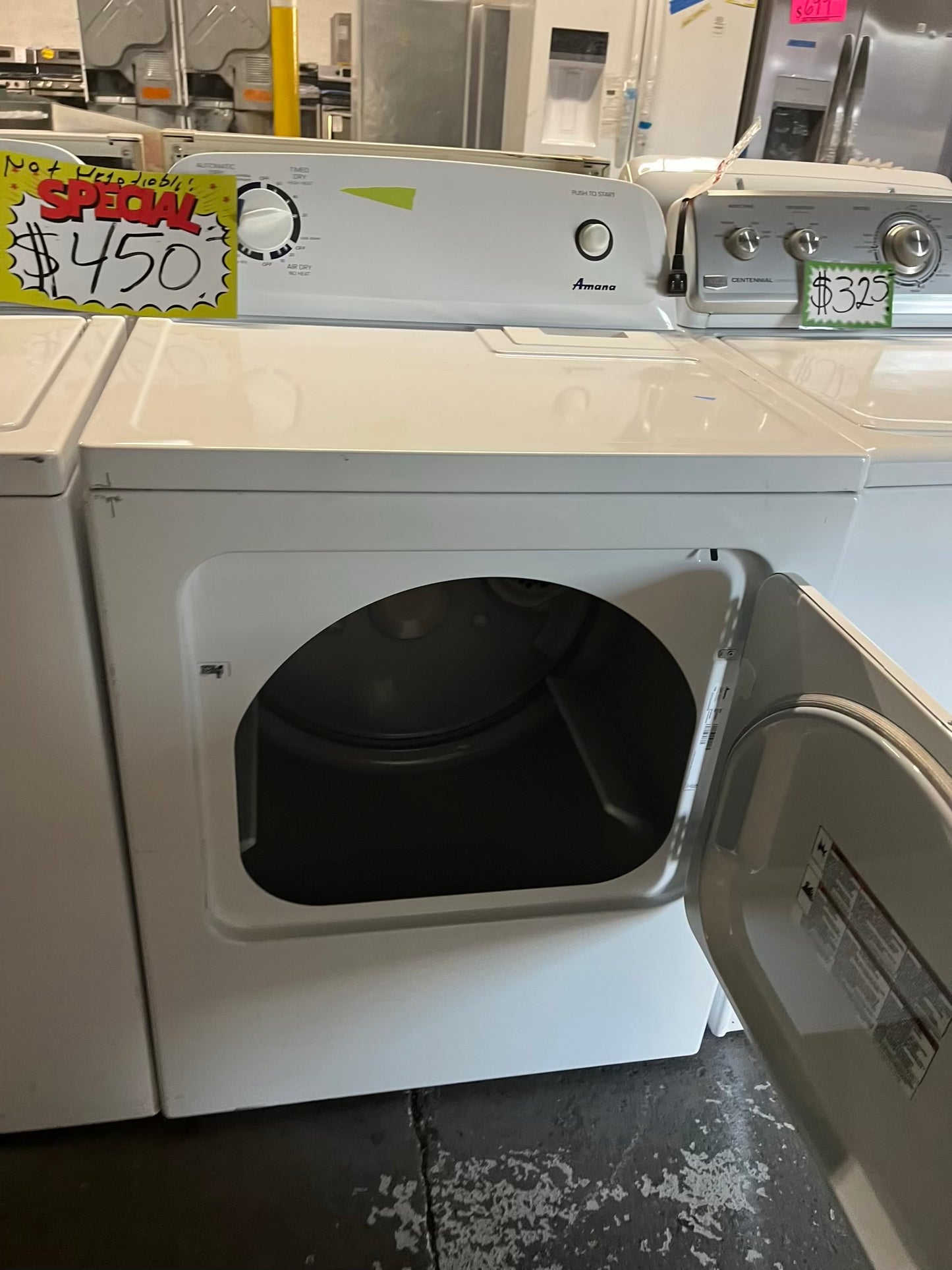 - Amana electric washer & dryer 220v set top load side by side #TWAM377WL