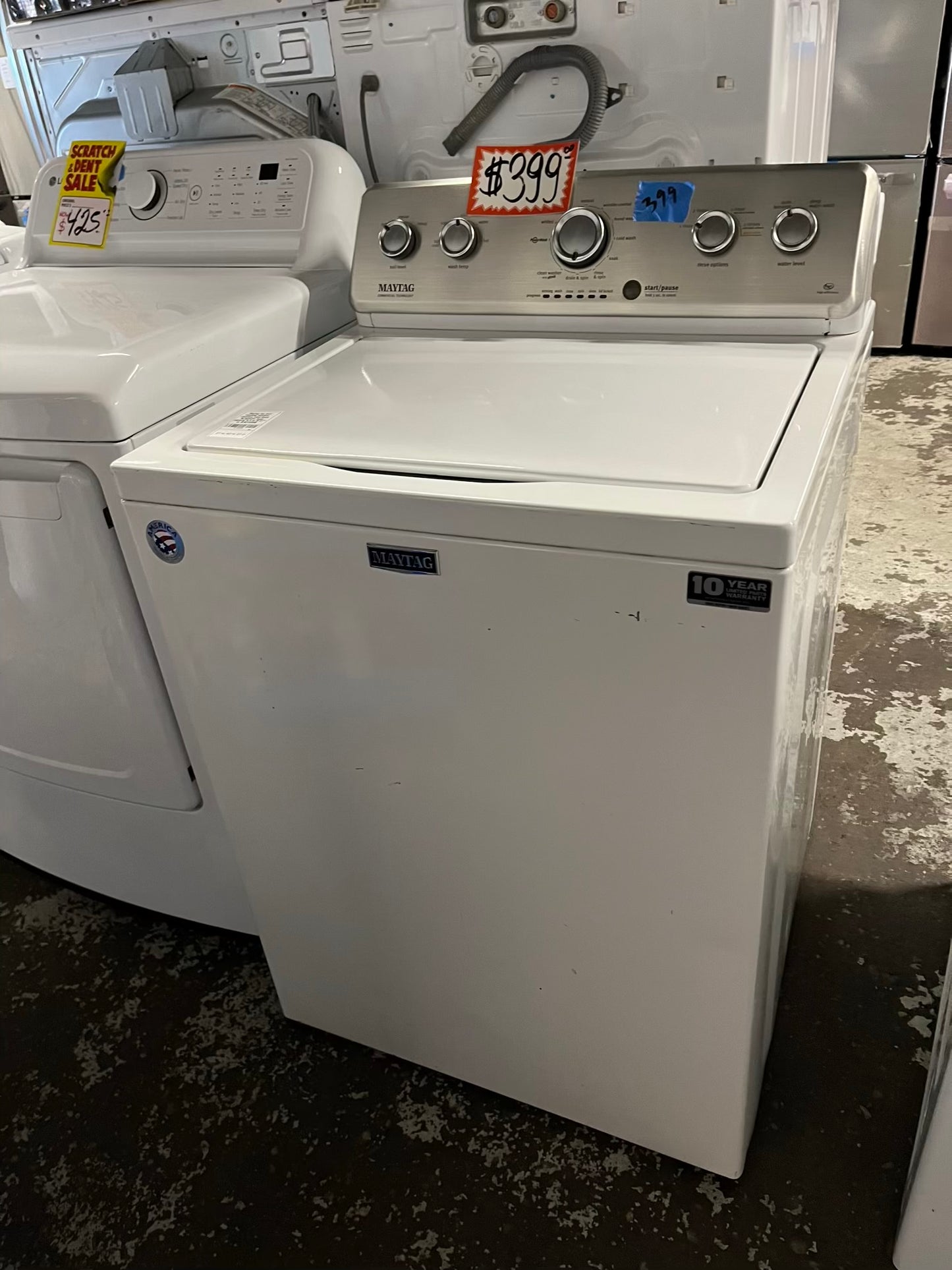Maytag top load washing machine stainless steel drum W/agitator large capacity 4.5 cu ft 27" in #W759VB