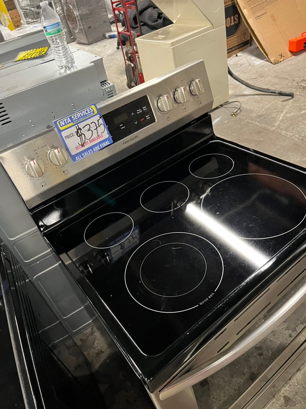 =🥳Frigidaire glass top electric 220v glass top range 5 burner Refurbished bake Broil self clean stainless steel 30" #ERFG4TTB