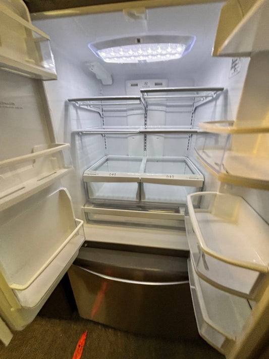 *Used Refurbished 33” Kenmore 26 cu.ft rench doors refrigerator stainless steel w/ice & water dispenser inside item number #RF559LL