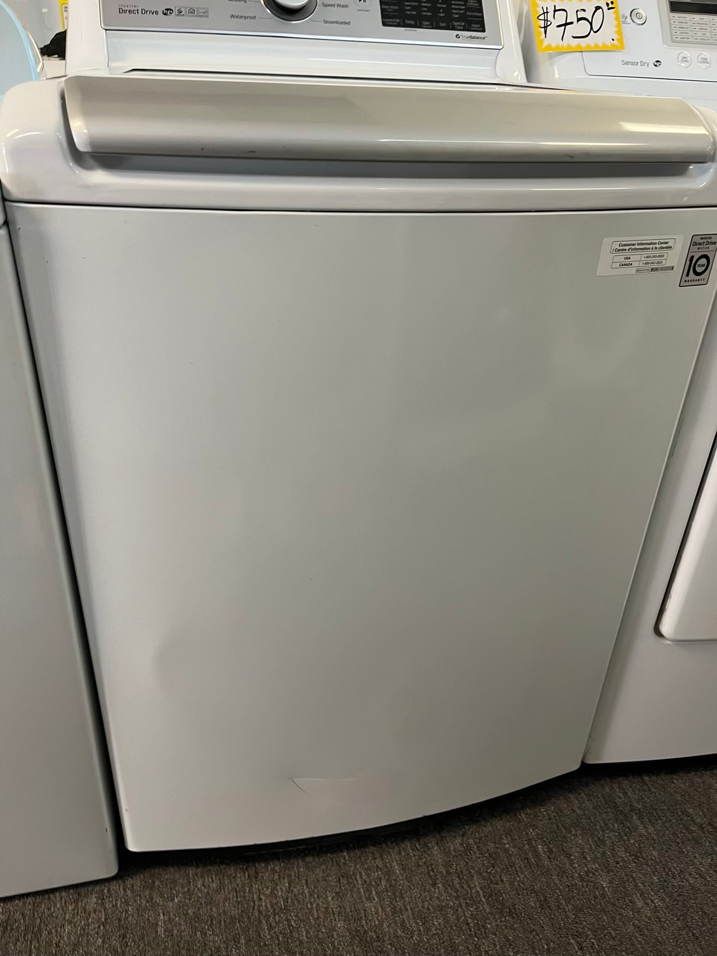 - LG washer & dryer set top load large capacity stainless steel drum in white 27" #ED483KB