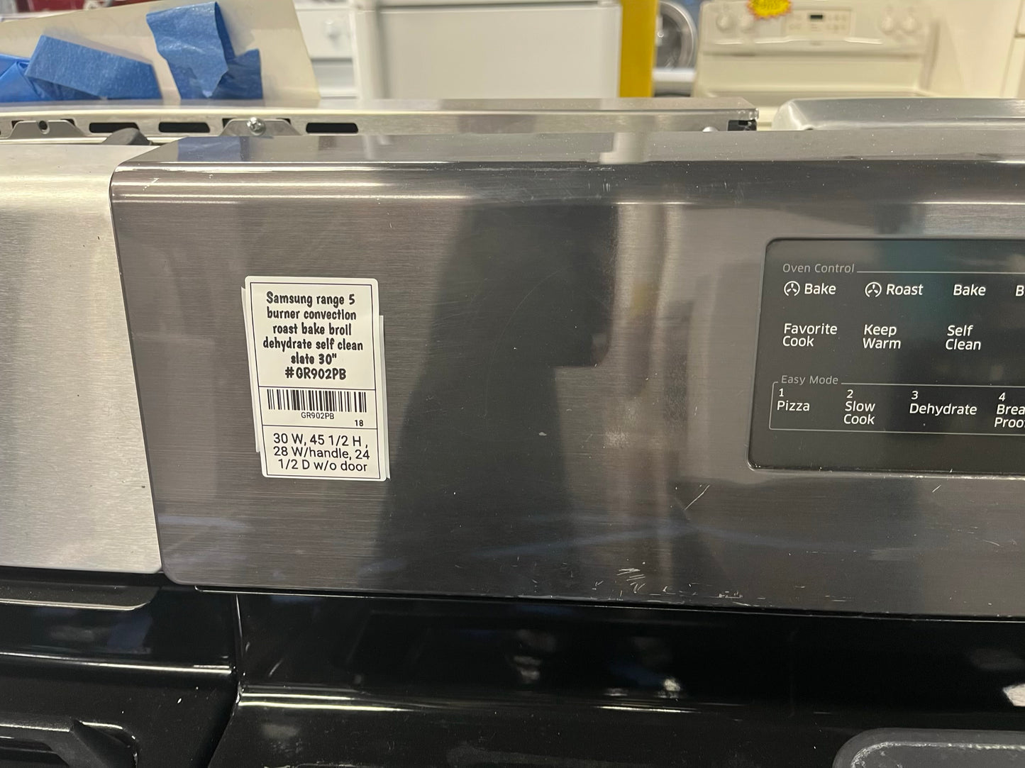 - Samsung range 5 burner convection roast bake broil dehydrate self clean slate 30" #GR902PB