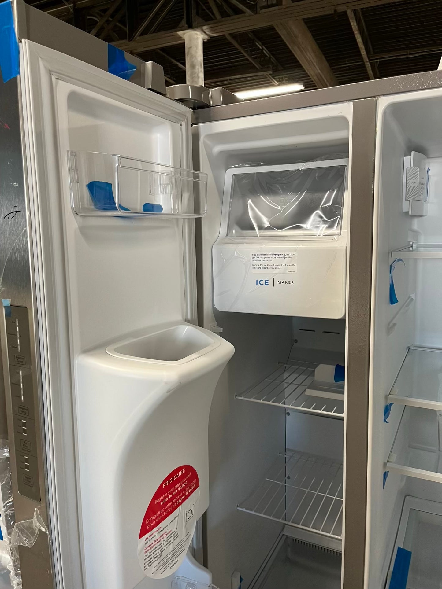 Open Box 📦 | scratch & dent Frigidaire side x side refrigerator w/ice water dispenser inside stainless steel 36" #RF875VB