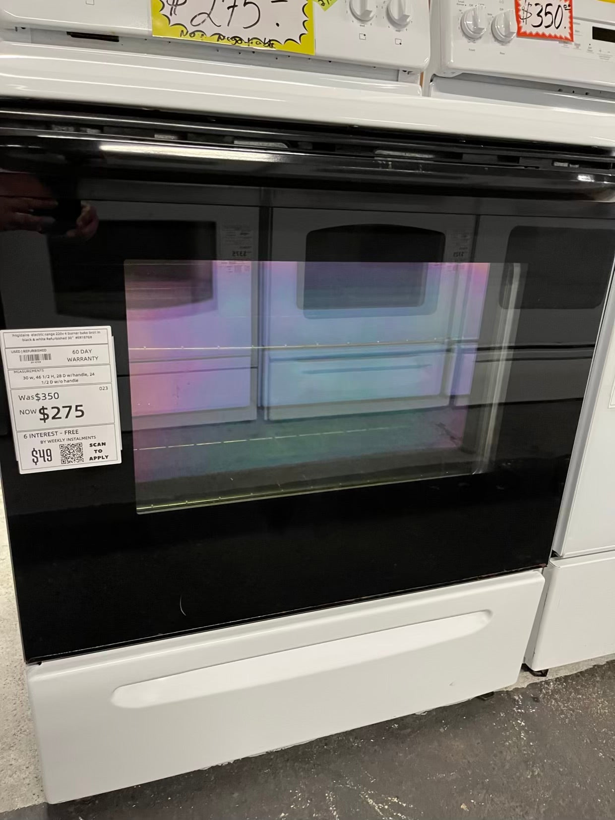 Frigidaire electric range 220v 4 burner bake broil in black & white Refurbished 30" #ER187GB-TR