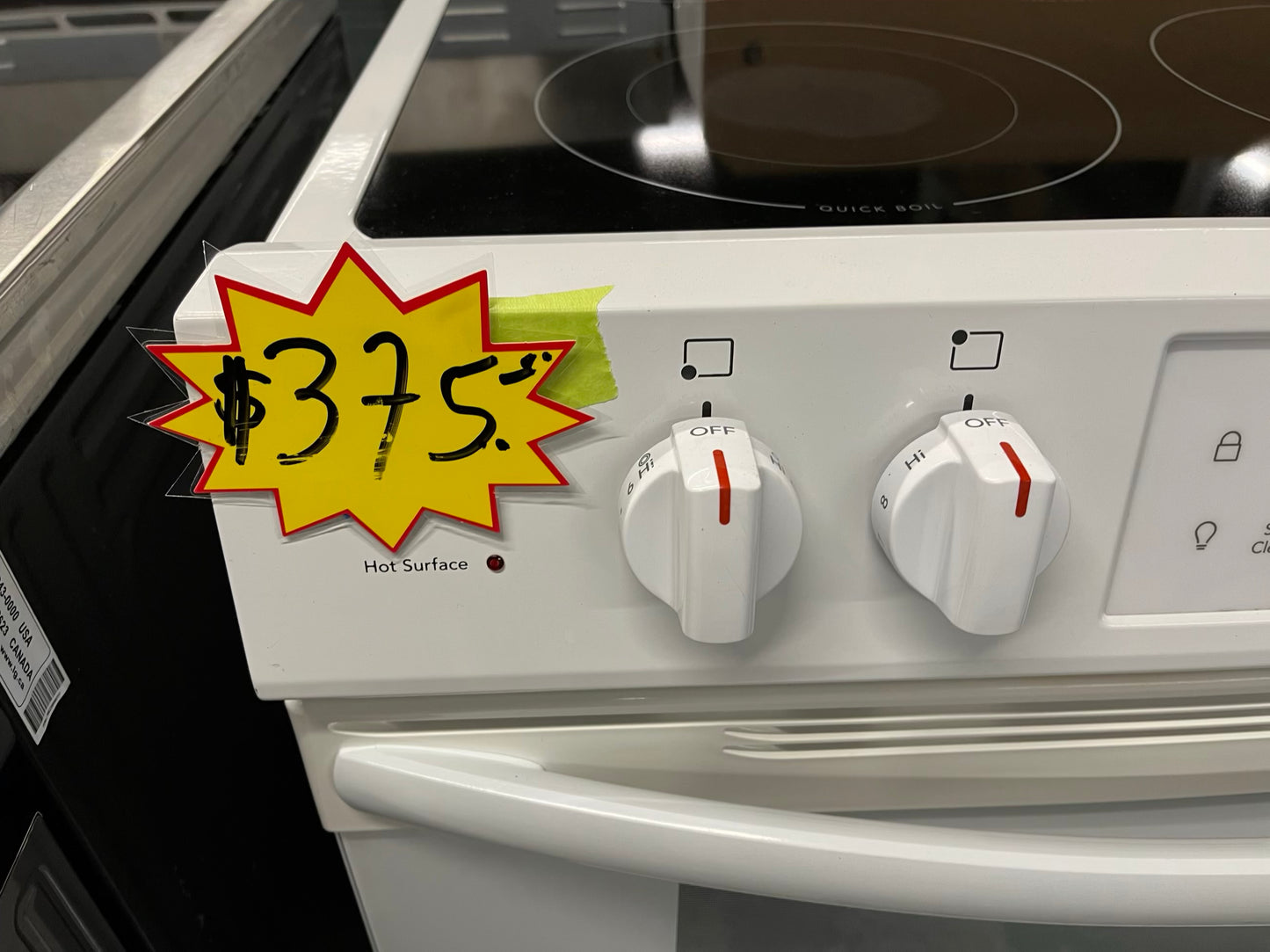 -Frigidaire slide in Glass top electric 220v range 5 burner warm zone bake broil self clean in white 30" Refurbished #ER749JB-TR