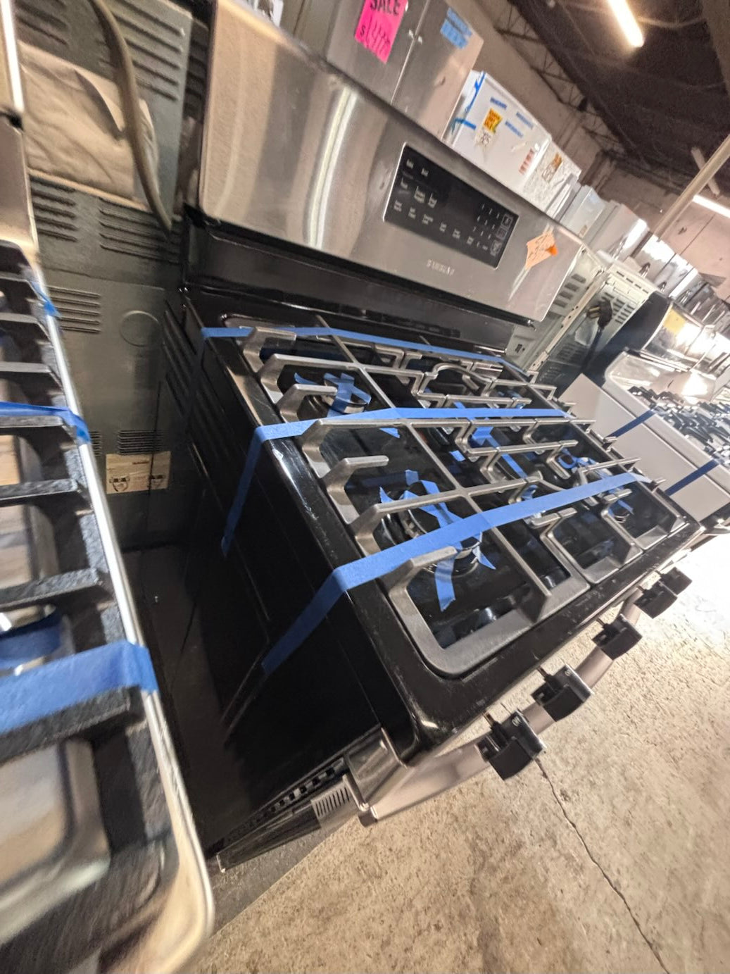 }saleššsamsung Gas range 5 burner convection oven bake ,broil Hi/Lo self clean in stainless steel used-Refurbished 30ā #SS190FB