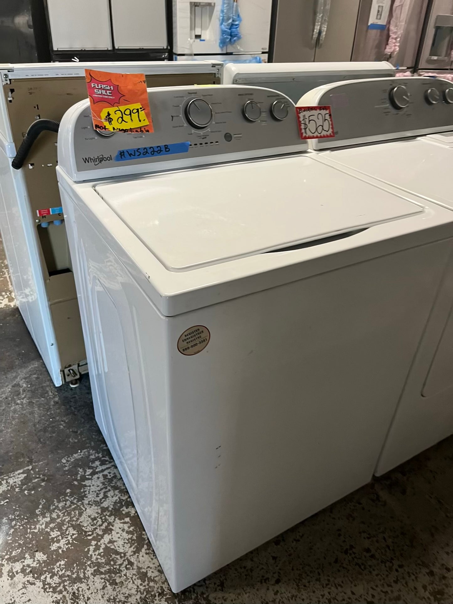 - Whirlpool washer & dryer set electric 220v side x side top load w/agitator #WS222B