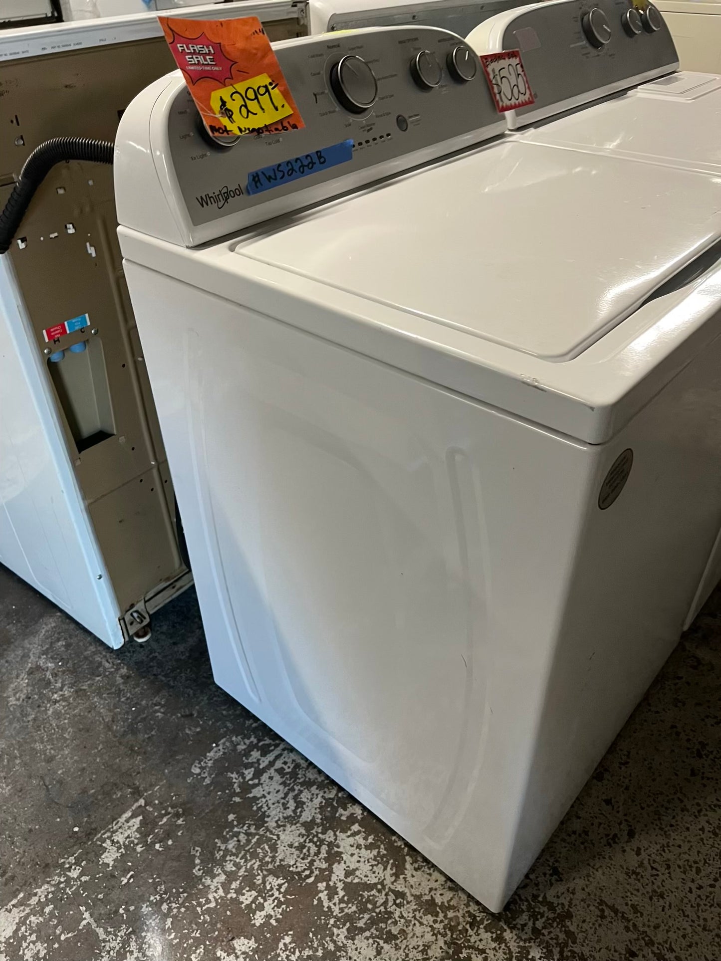 - Whirlpool washer & dryer set electric 220v side x side top load w/agitator #WS222B
