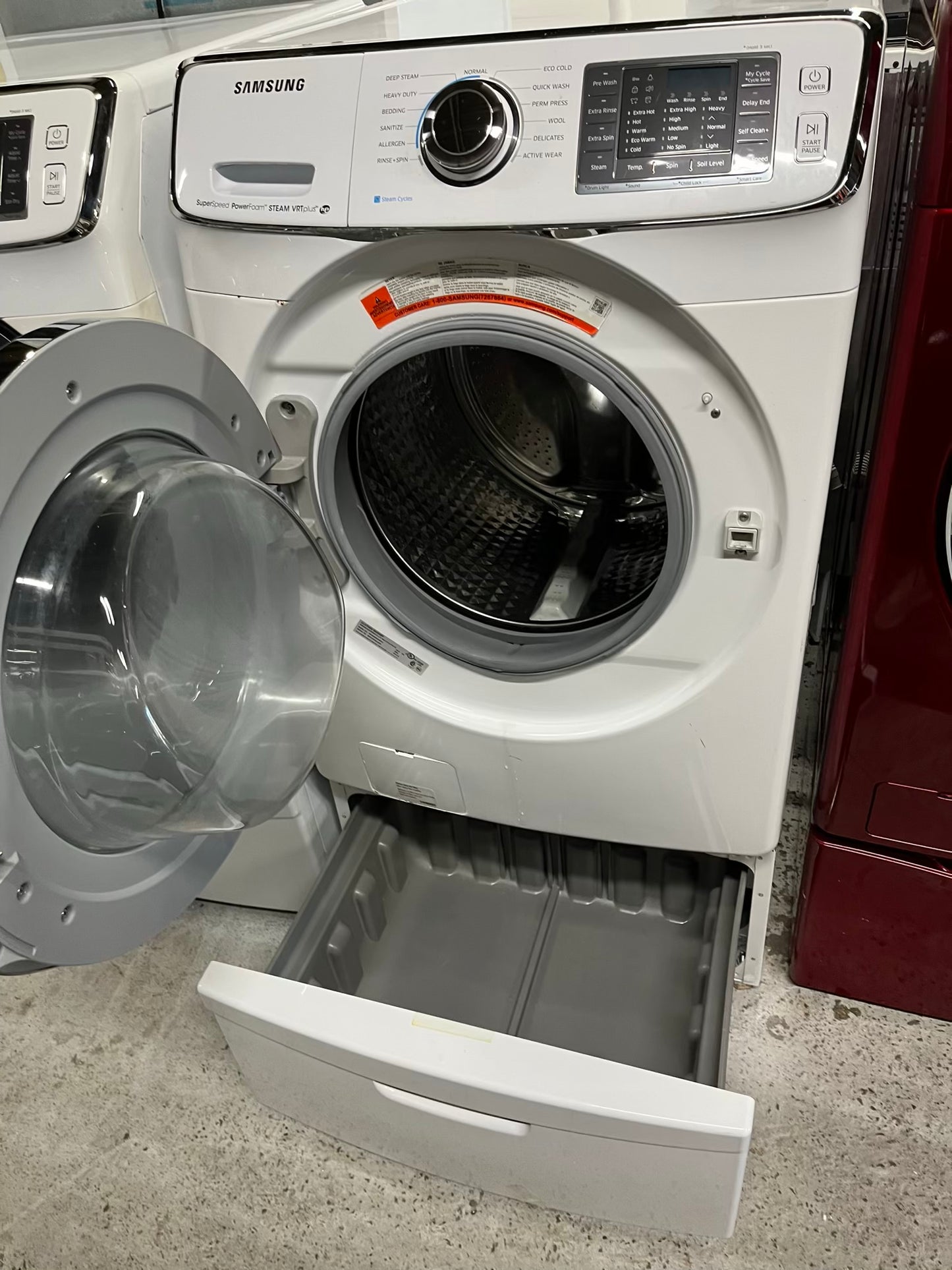 -Samsung front load washer & dryer set electric W/pedestal extra storage 27" #WD953CB