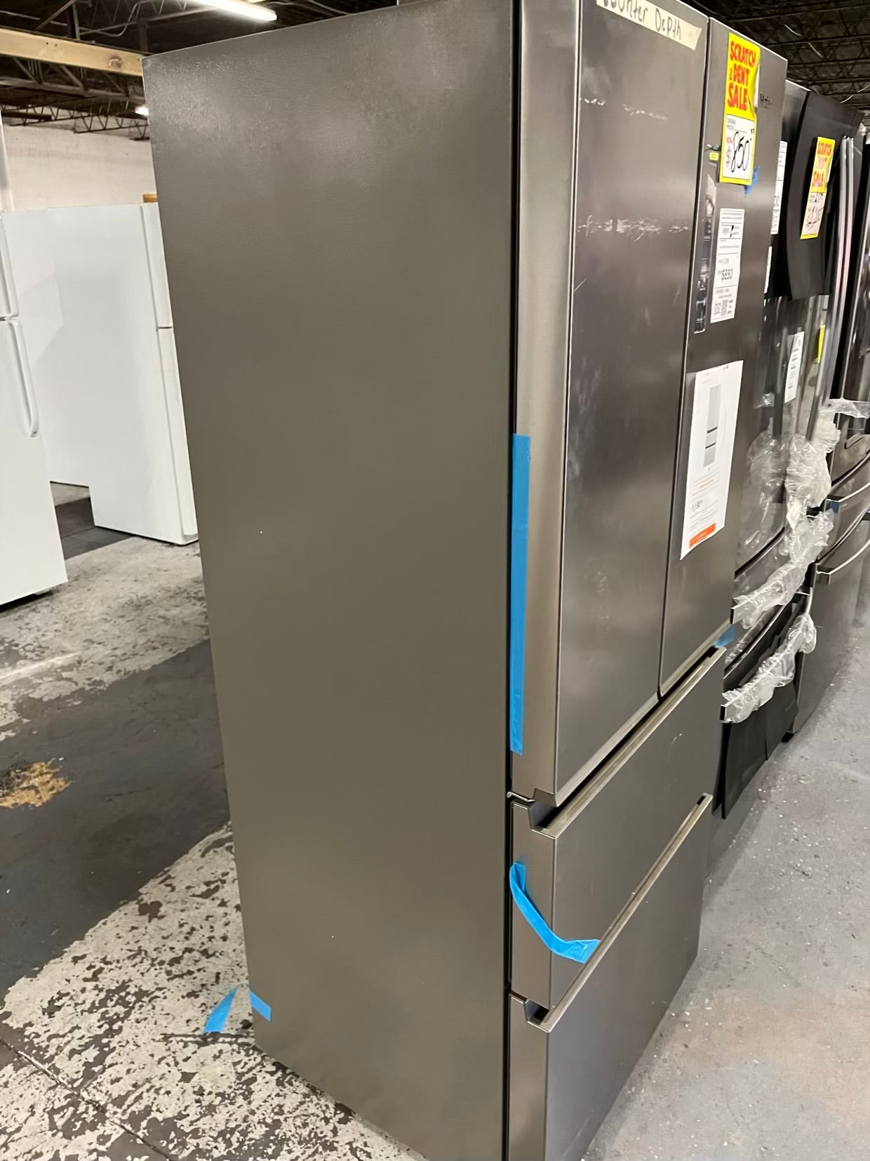 Open Box Haier four door refrigerator stainless steel counter depth 28" no ice maker #RF492KB