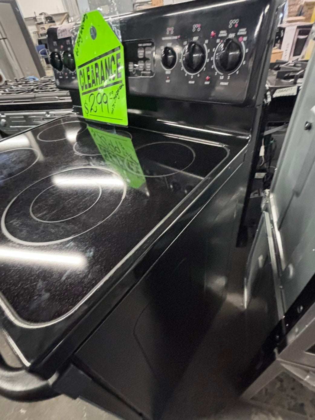 >*specialš„GE electric 220v glass top range 5 burner bake Broil roast self clean 30" Refurbished #EQQ5S3B