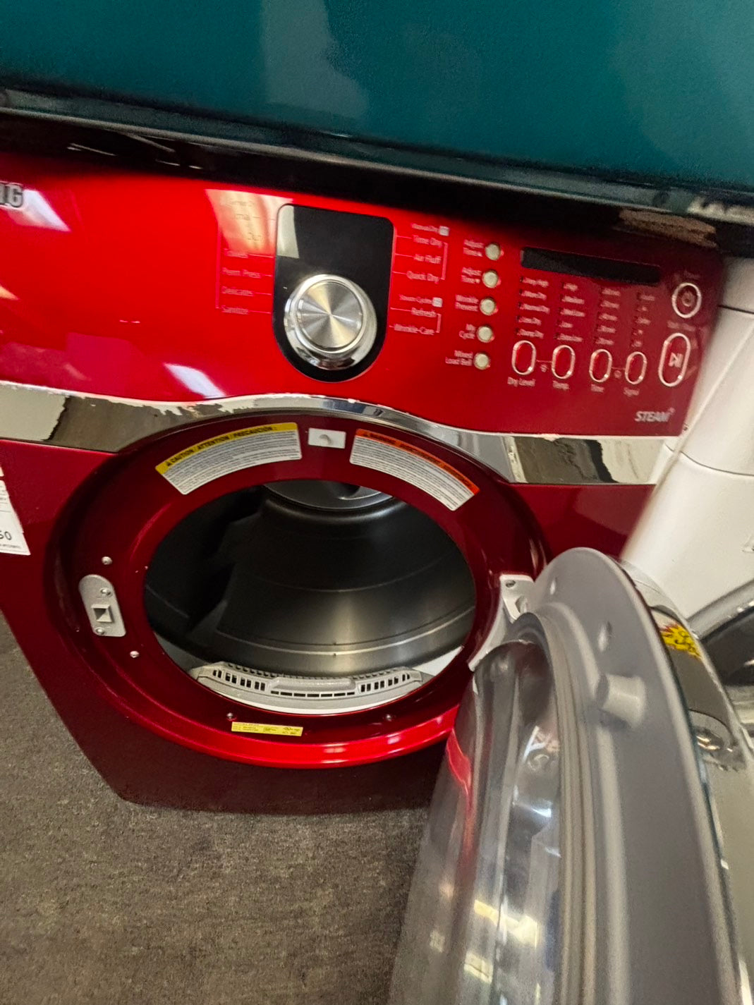 - Samsung steam electric 220v dryer front load stainless steel drum 7.5cu.ft. large capacity 27" #EDS1396VL