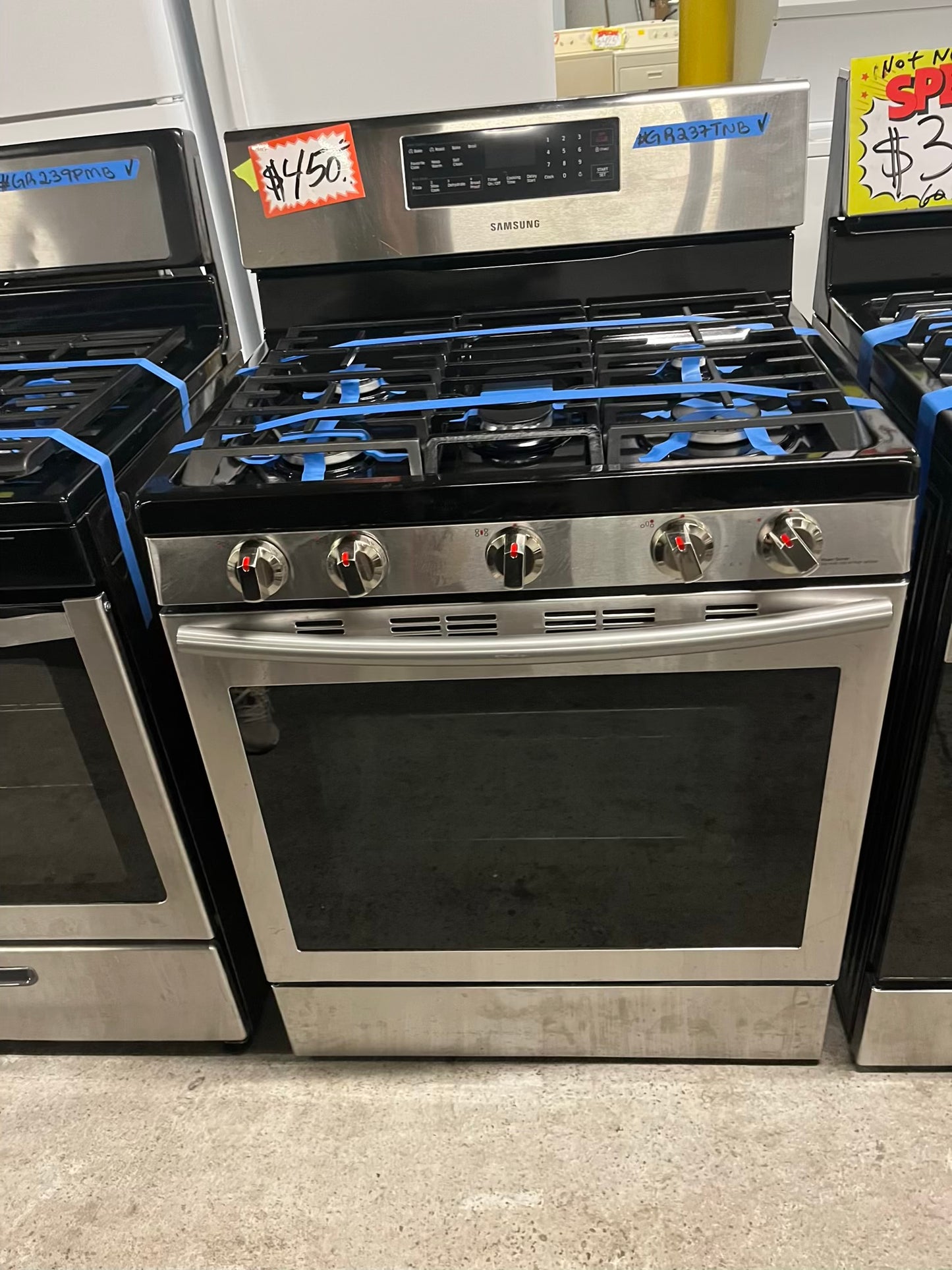 - Samsung range 5 burner convection roast bake broil dehydrate self clean stainless steel 30" #GR237TNB