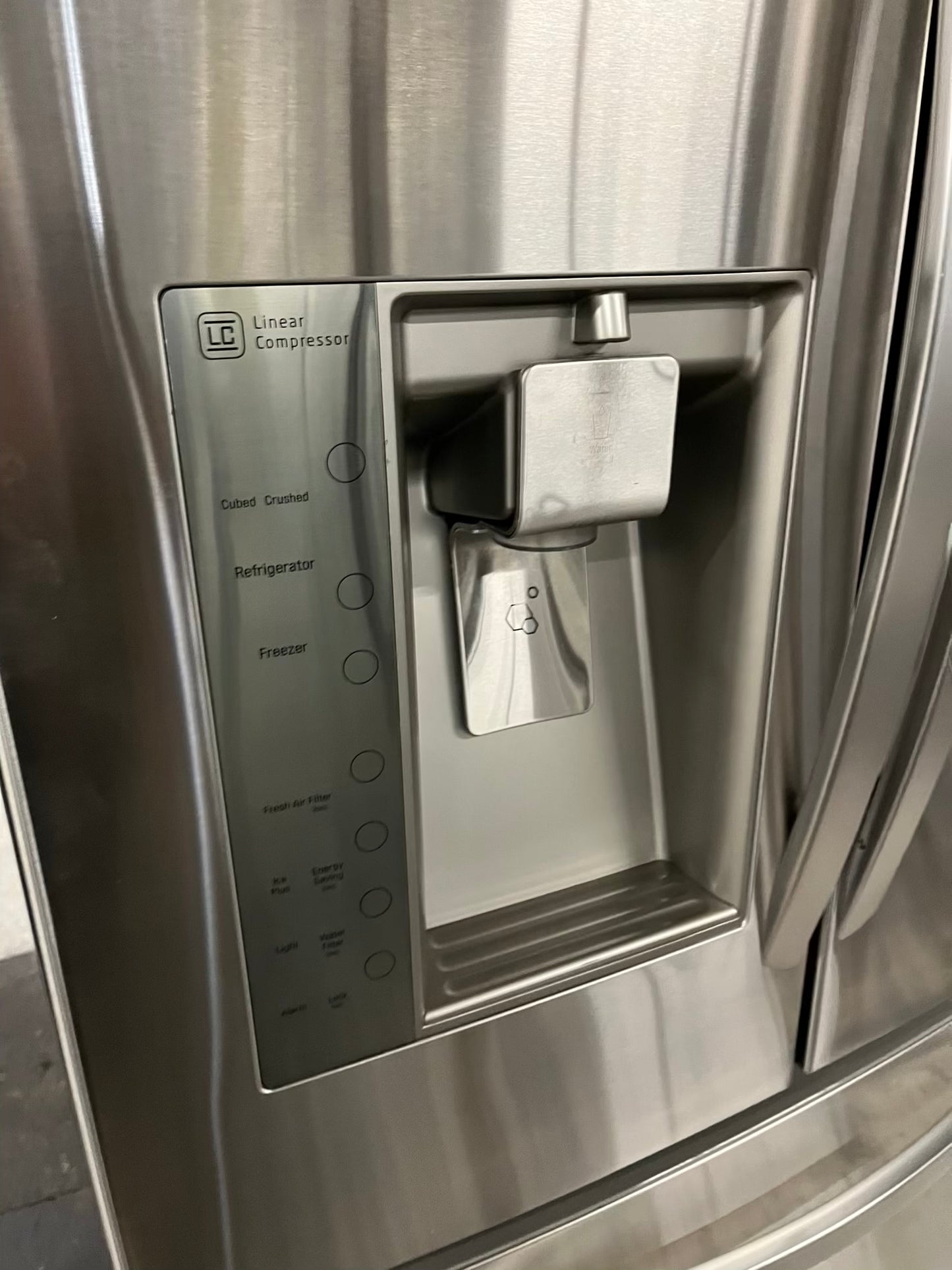 LG French door Refrigerator counter depth stainless steel w/ ice water dispenser 36" #RF392FB