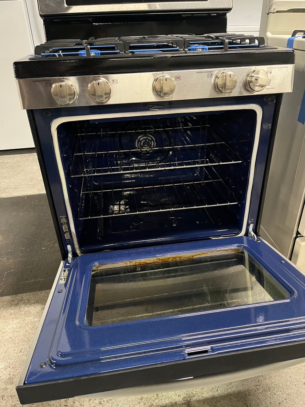 LG gas range stainless steel 5 burner convection bake broil roast Warm Proof self clean 30" #GR111B