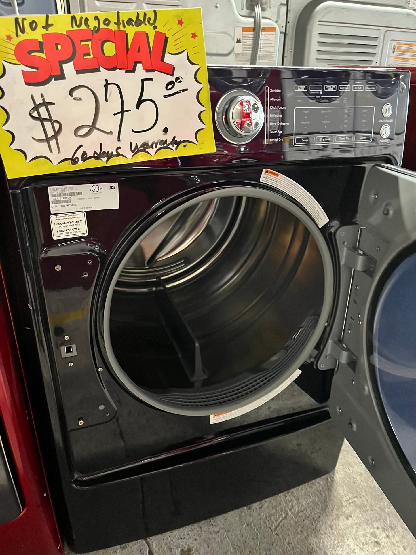 Kenmore front load stackable electric 220v dryer in navy blue 27" #ED403JB