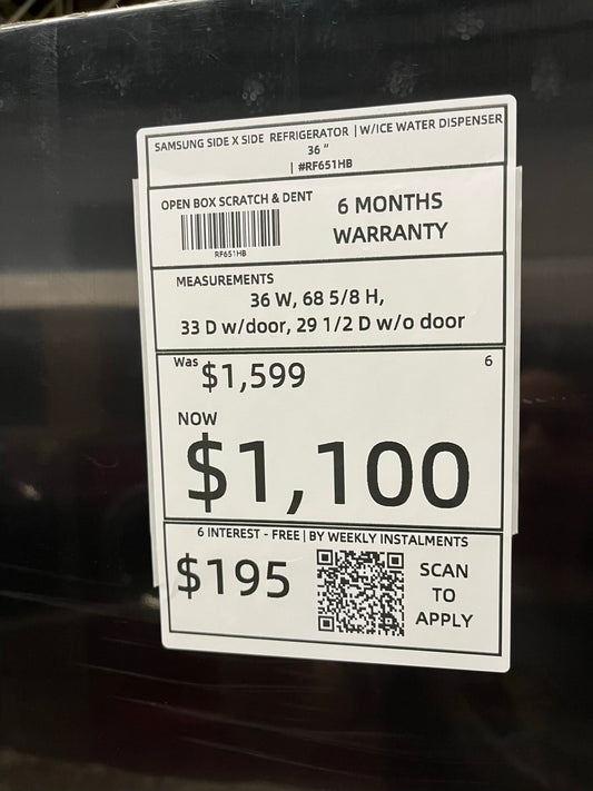 Open Box 📦 Samsung side x side Refrigerator slate stainless steel w/ice water dispenser - Item number #RF651HB 36” in