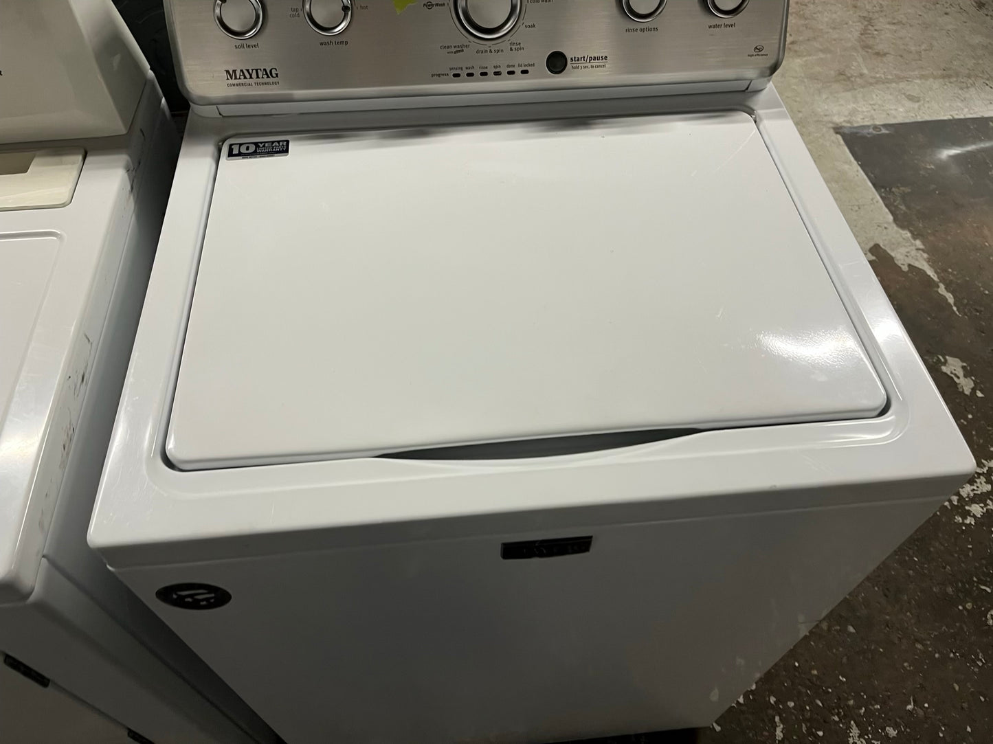 - Maytag Top load washing machine side x side large stainless steel drum capacity w/agitator 27" Refurbished #W001KB-TR