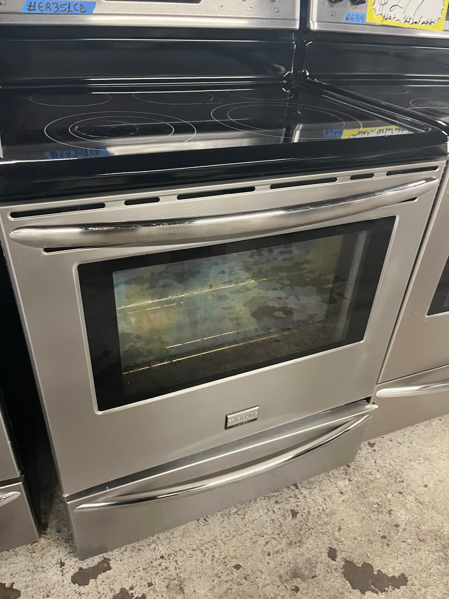- Frigidaire electric range stainless steel 5 burner warm zone bake broil self clean 30” item number #ER9351CB