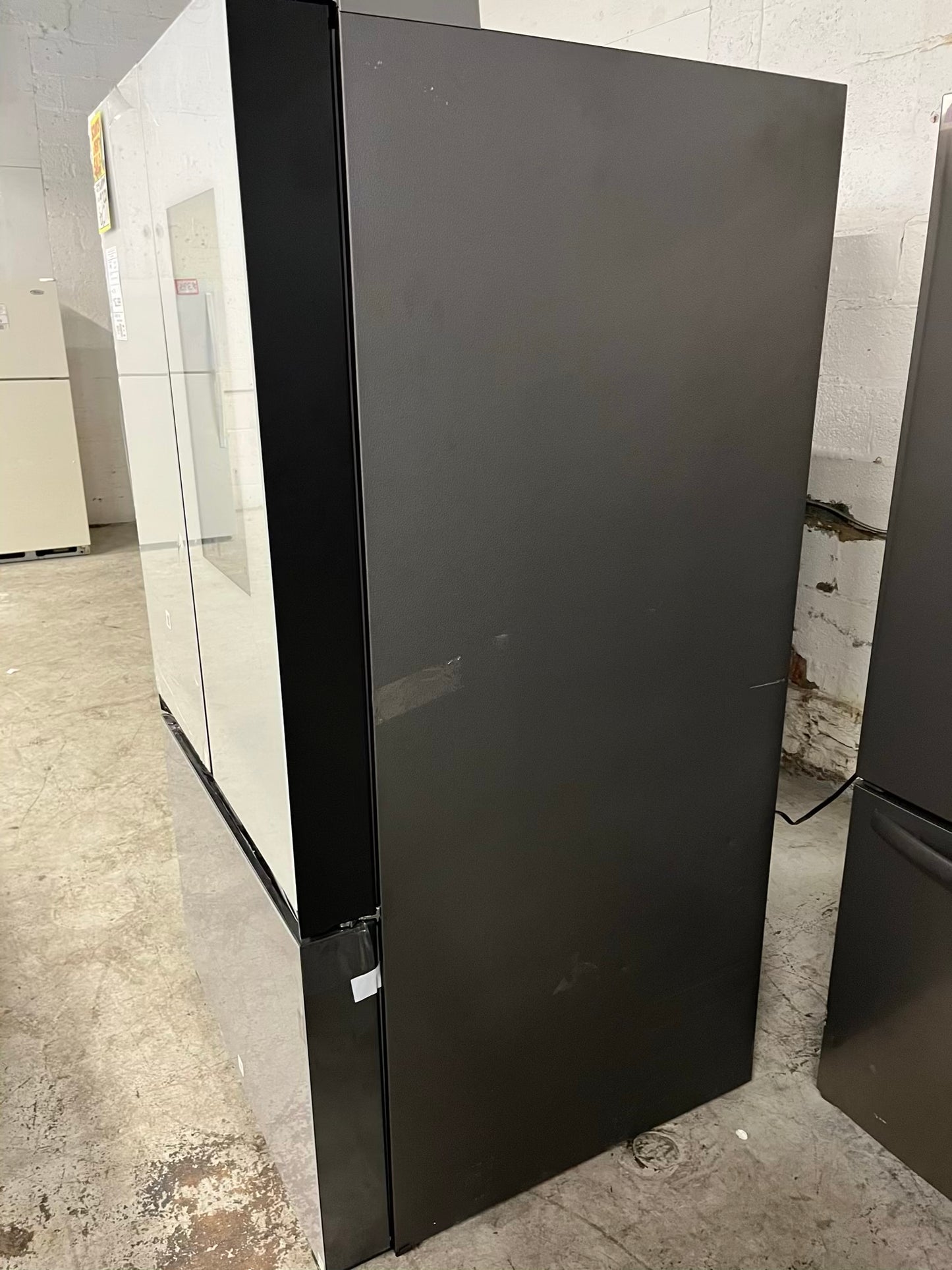 Open Box | Scratch & Dent - Samsung Bespoke 30 cu. ft. Standard Depth 3-Door French Door Smart Refrigerator with Family Hub in White Glass/Matt Grey Glass 36" #RF730JB-TR
