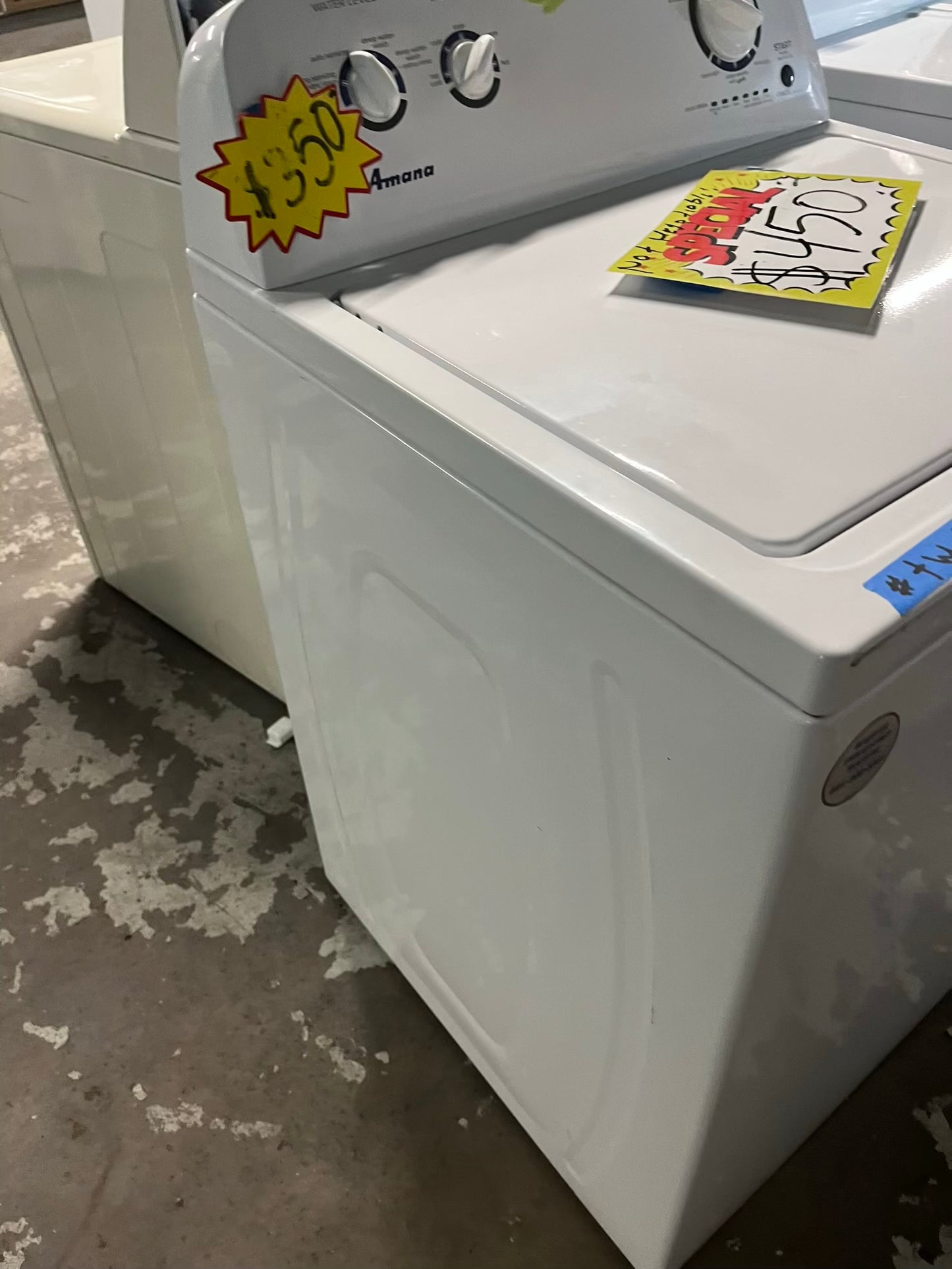 - Amana electric washer & dryer 220v set top load side by side #TWAM377WL
