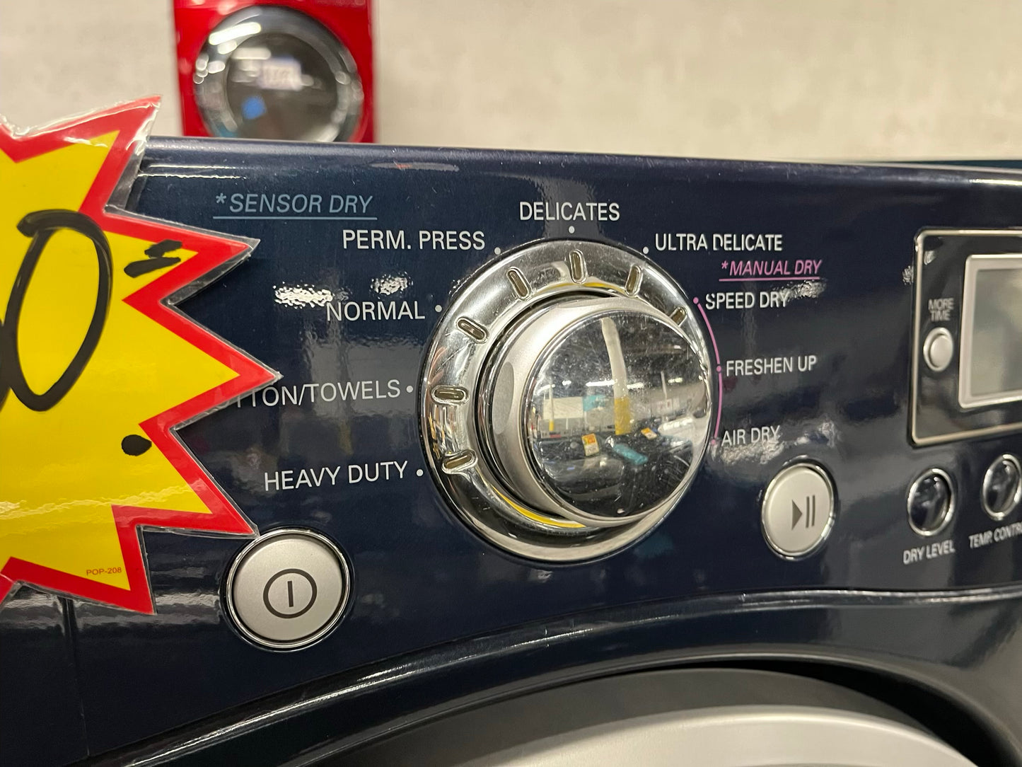 LG Dryer electric 220v in navy blue front load w/pedestal extra storage stainless steel drum large capacity 27" refurbished #ED345ZB