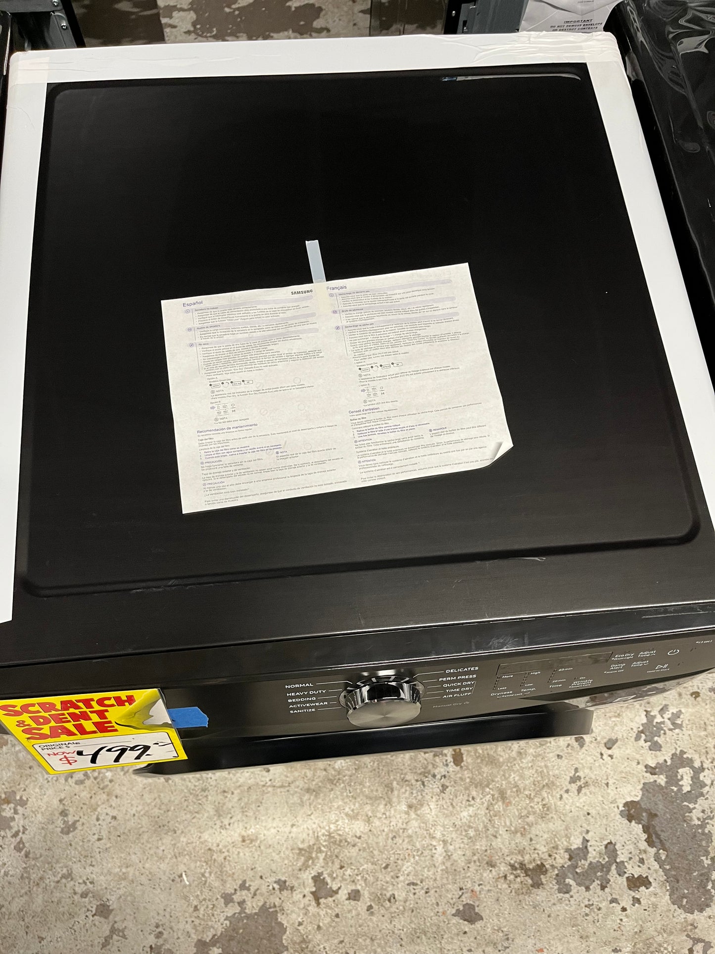 Open Box - Scratch & Dent Samsung - 7.5 Cu. Ft. Stackable Electric 220v Dryer with Sensor Dry - Fingerprint Resistant Black Stainless Steel 27". #ED489XB