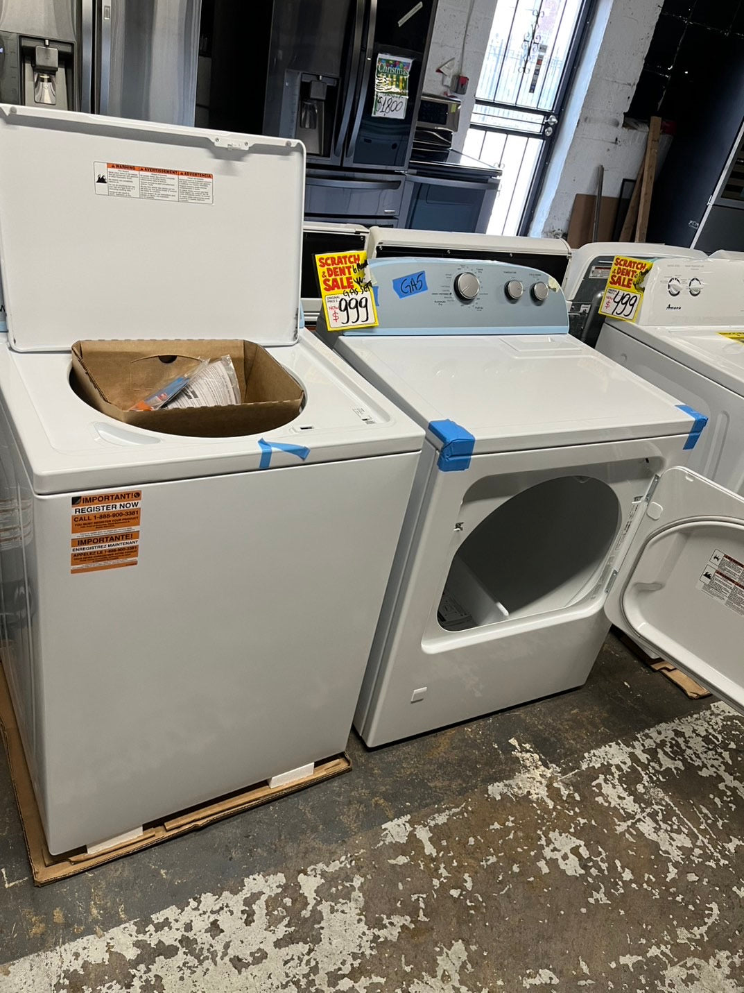 Open box 📦 New S/d whirlpool Top load washer 3.5cu.Ft and Top load Gas dryer 7.cu.ft set white #WDTPG21B